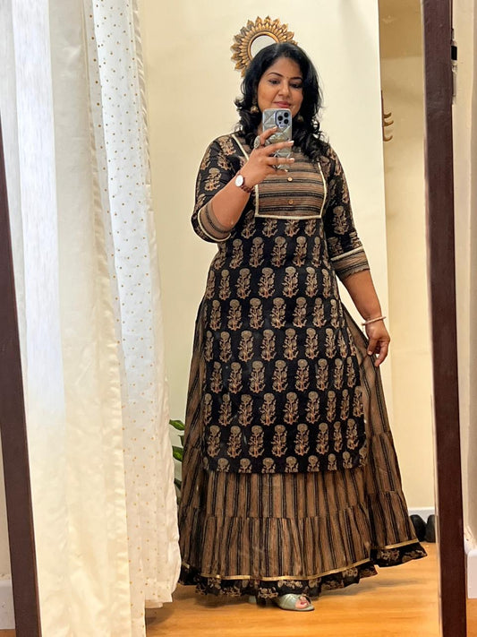 Black Ajrakh Skirt and Top