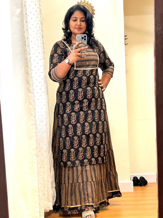 Black Ajrakh Skirt and Top