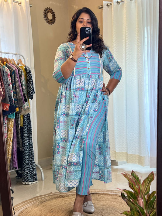 Blue Nyra Cut Kurti