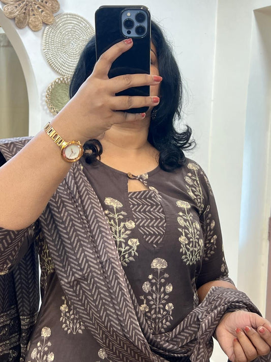 Brown Dupatta Set