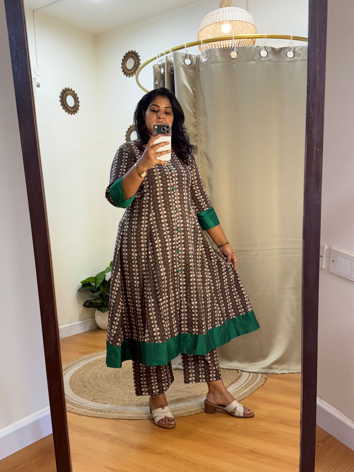 Brown flare anarkali set