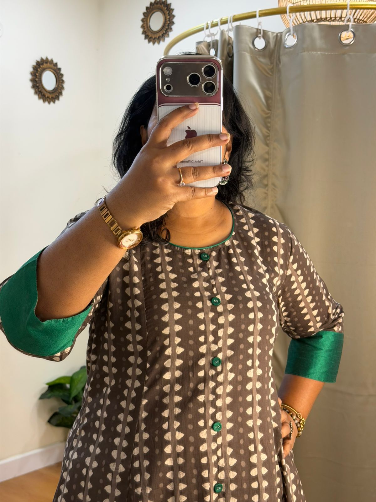 Brown flare anarkali set