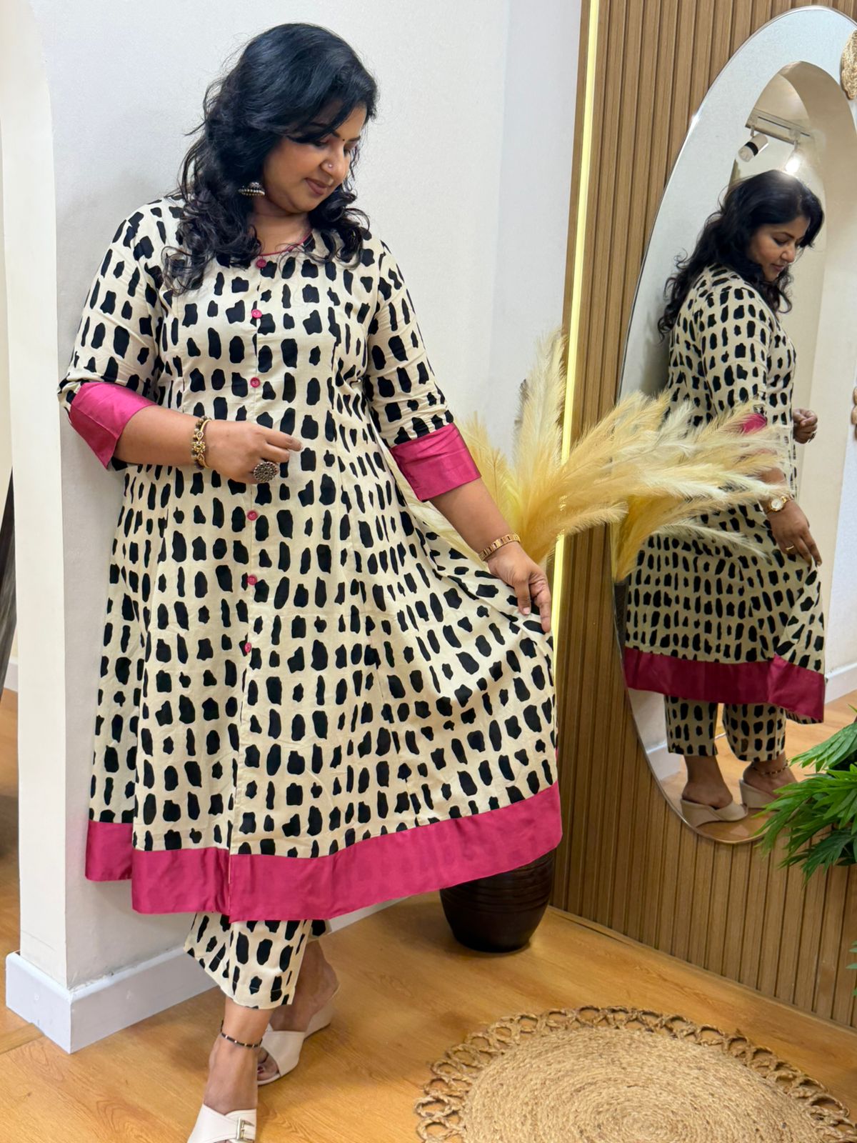 Chickoo flare anarkali set