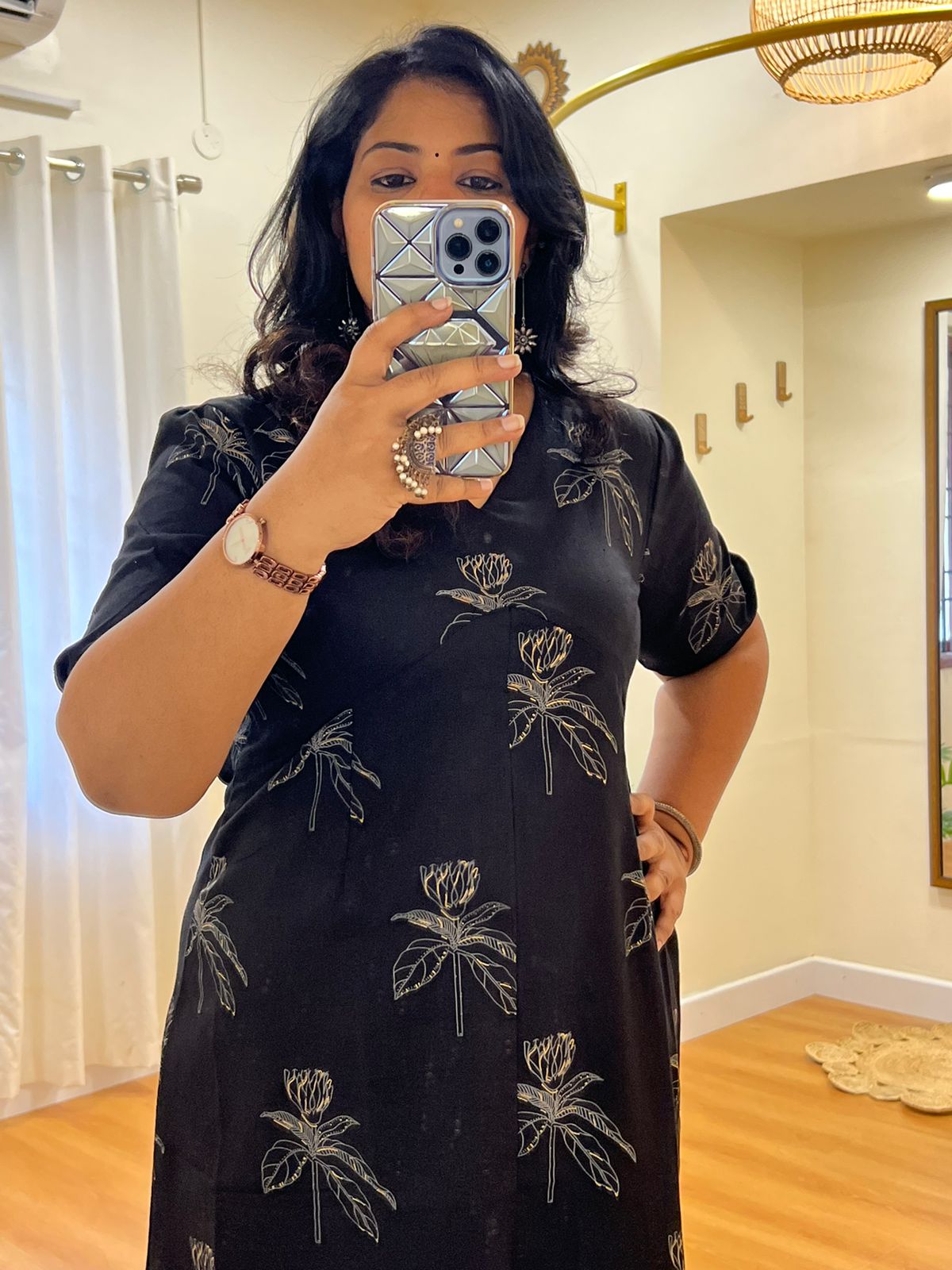 Black Cotton Flex Dress
