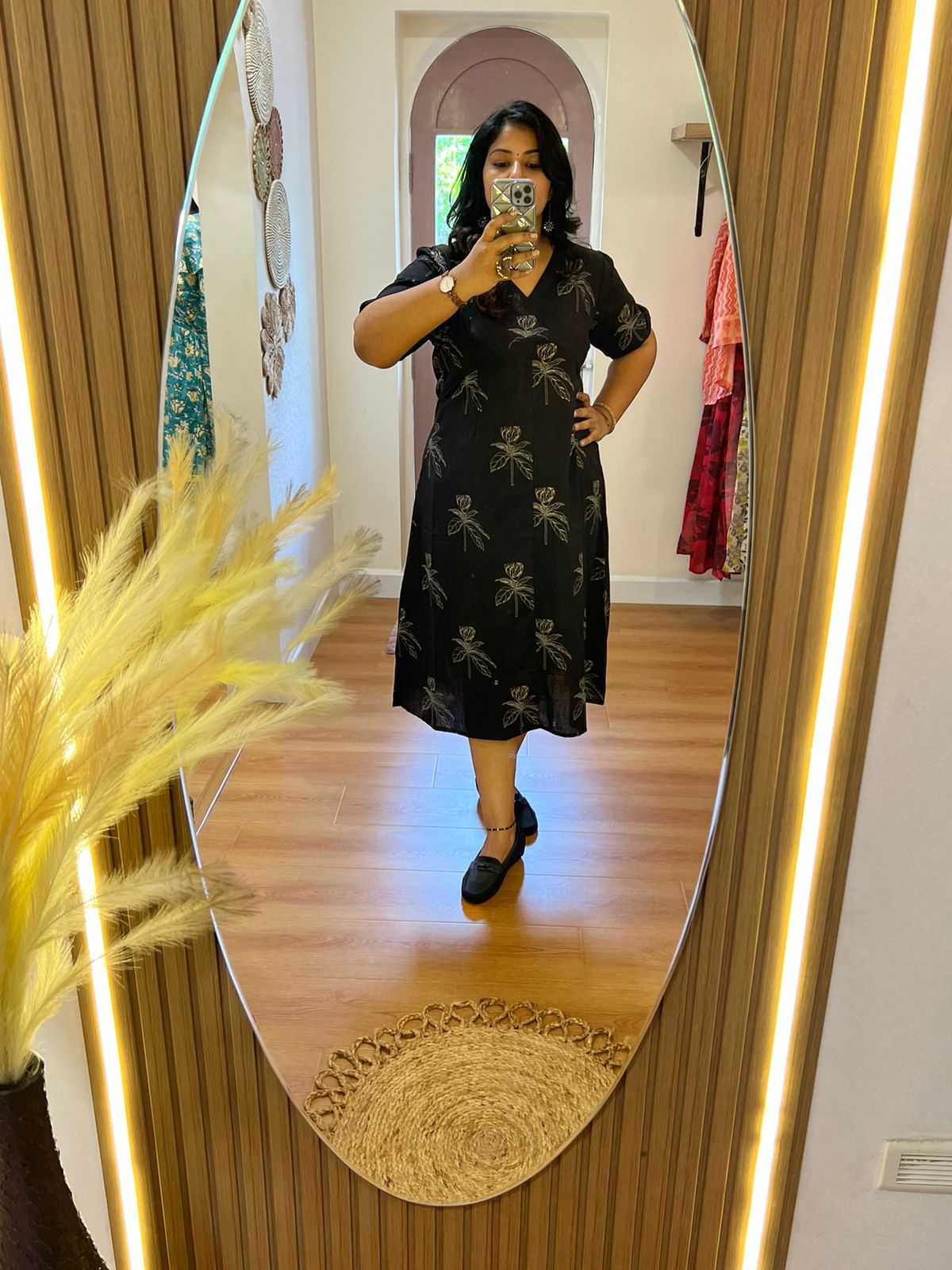 Black Cotton Flex Dress