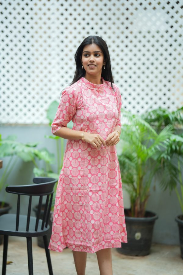 Peach Cowl Neck Dress