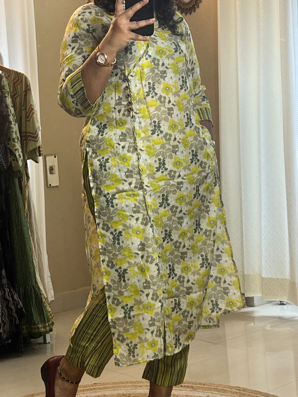 Green Angrakha Kurti With Pant