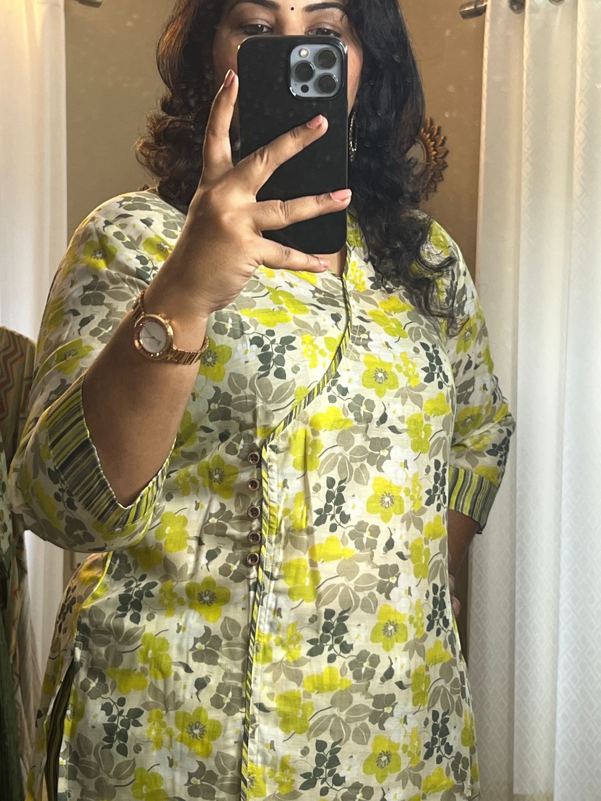 Green Angrakha Kurti With Pant