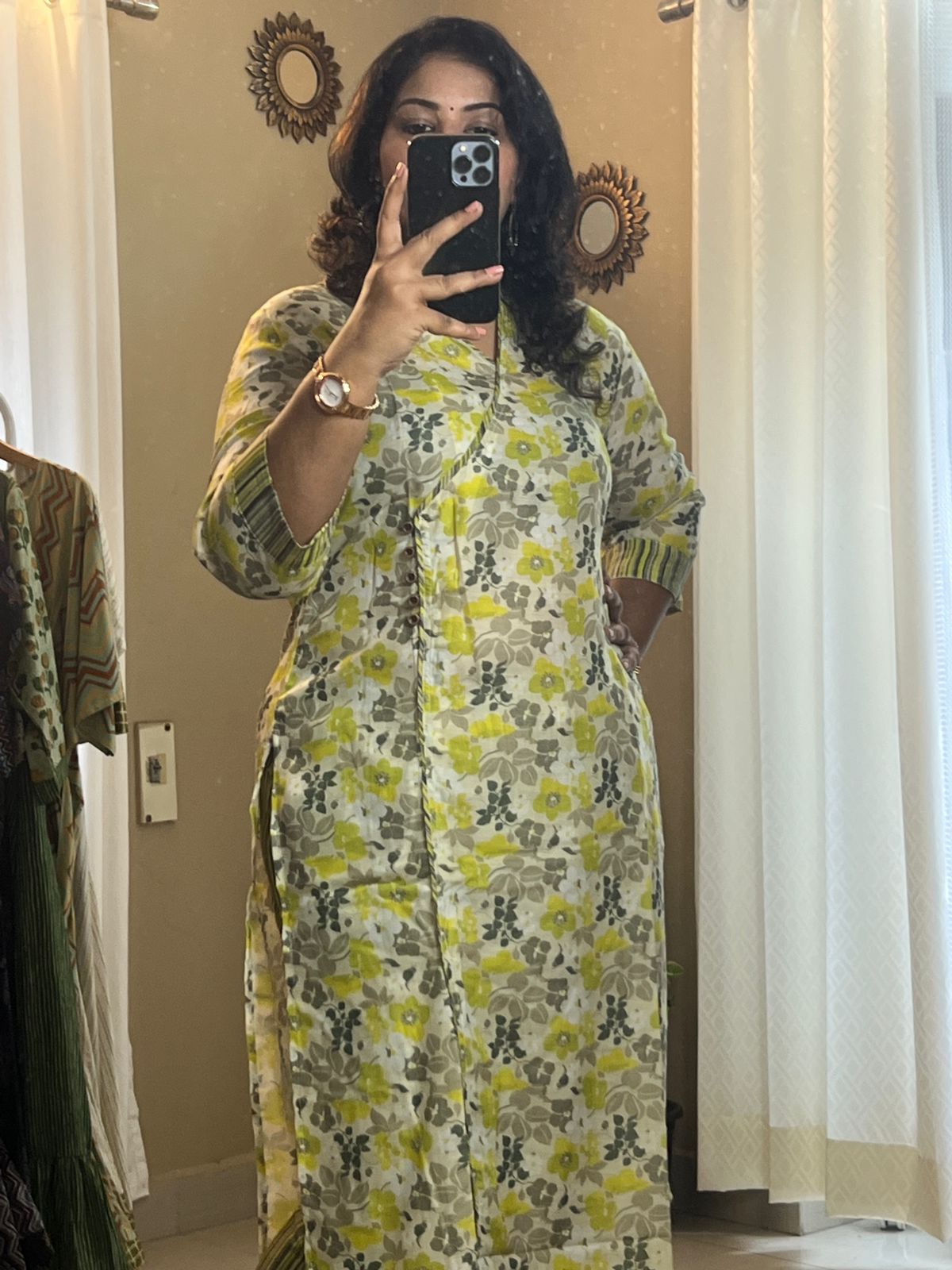 Green Angrakha Kurti With Pant
