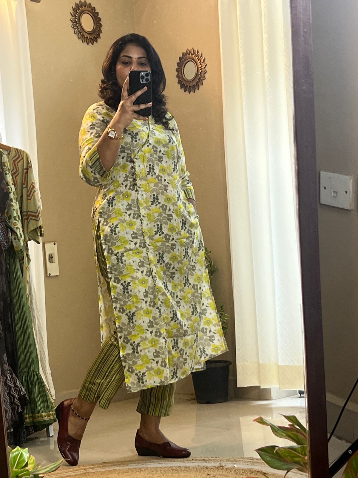 Green Angrakha Kurti With Pant