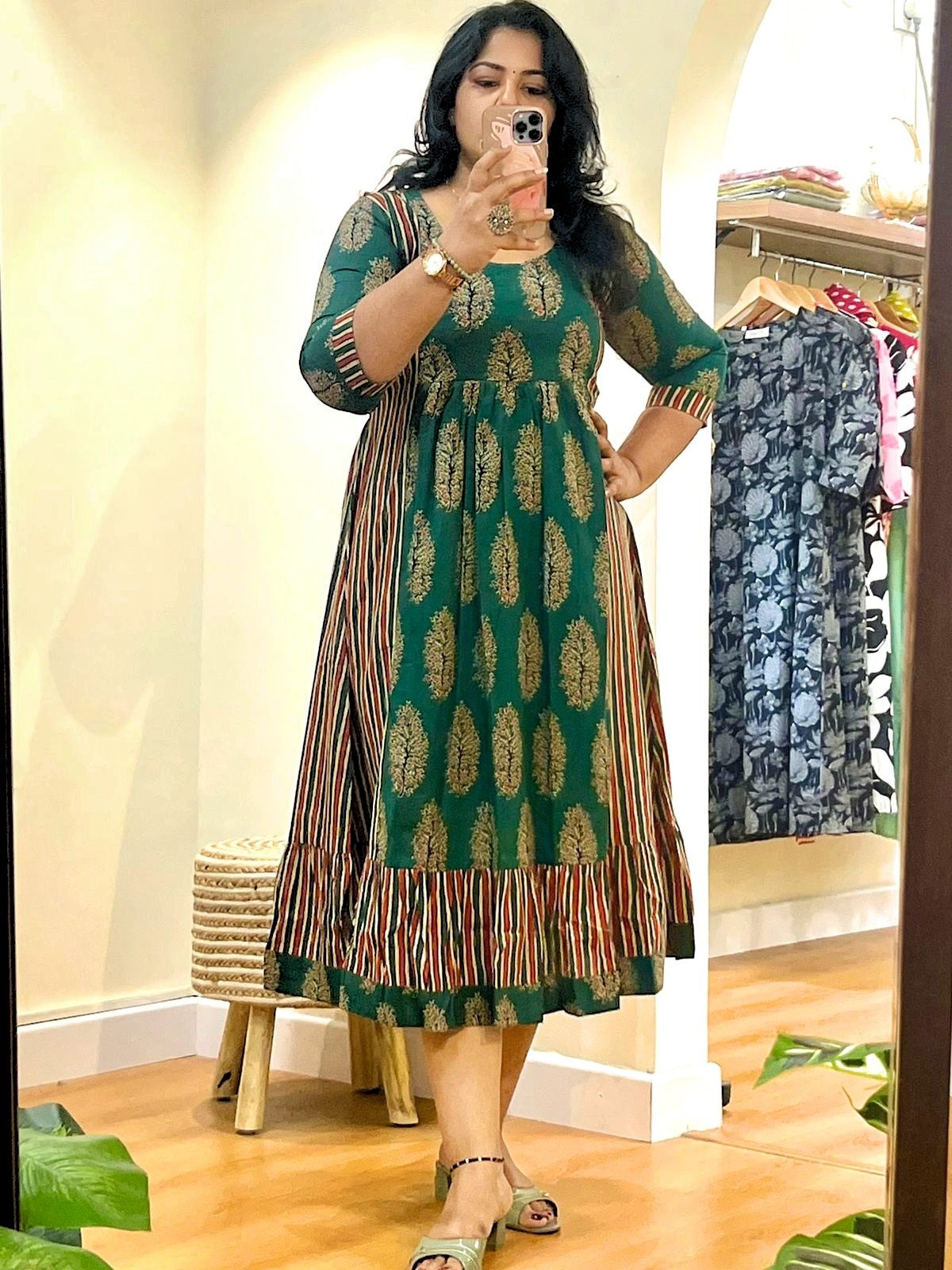 Green Cotton Midi Dress
