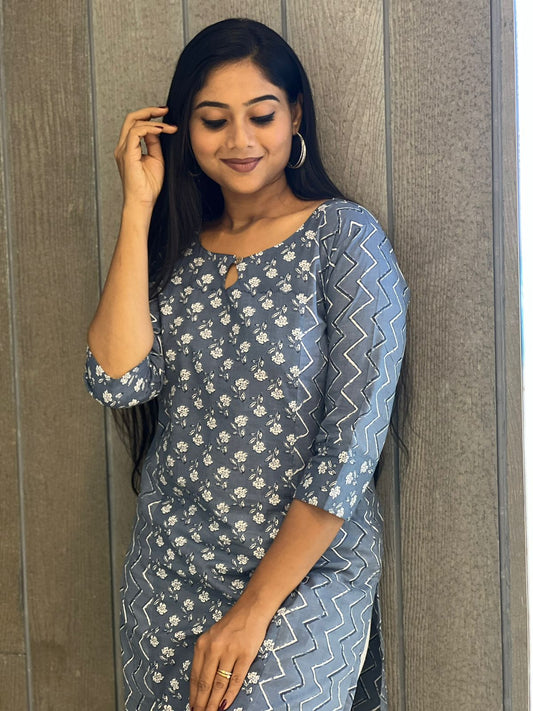 Grey Princess Cut Kurti
