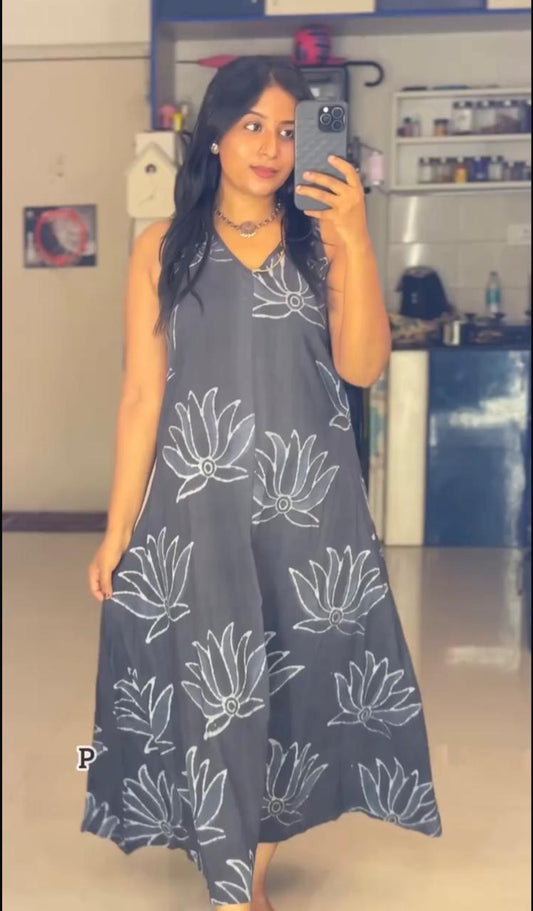 Sleeveless Backcross Grey Handblock