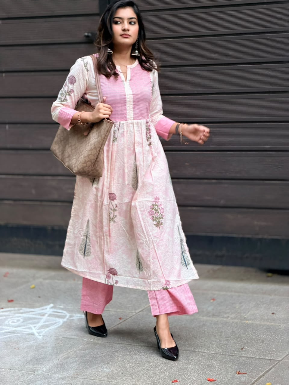 Office wear kurti set pink
