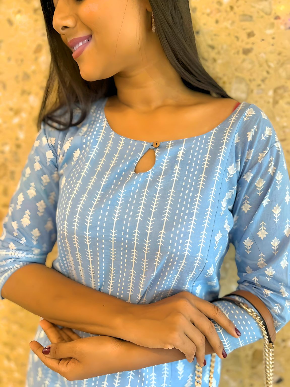 Ice Blue Princess Cut Kurti