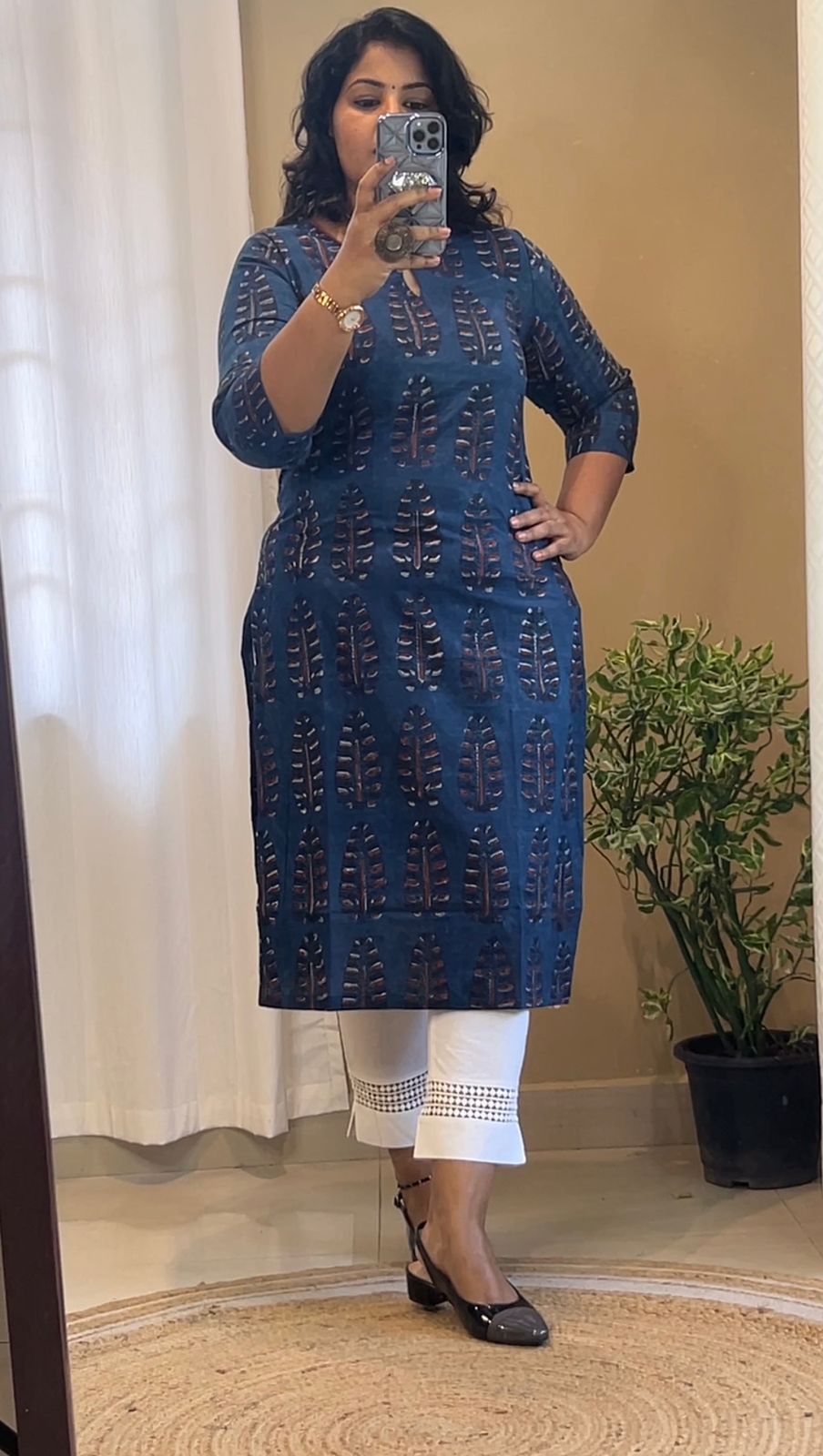 Indigo Cotton Hand Block Kurti