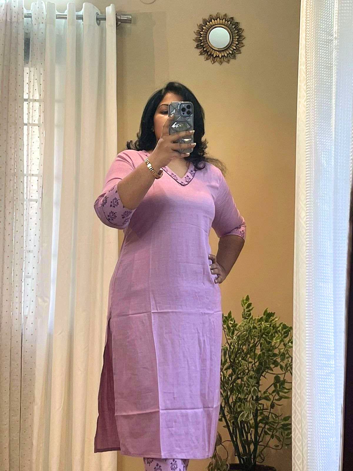 Lilac Viscose Kurti Set