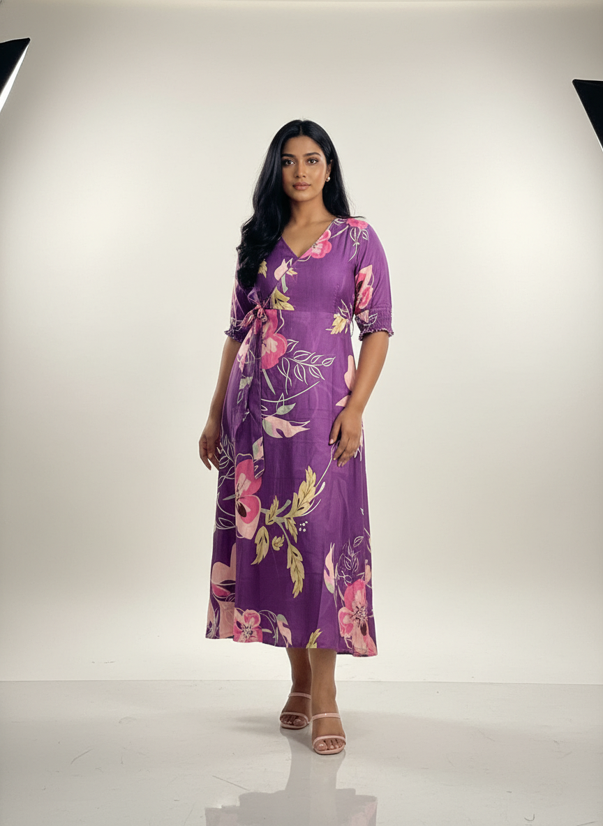 Long Tie Maxi Dress – Violet