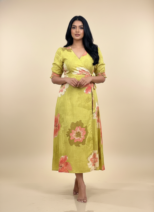 Long Tie Maxi Dress – Green