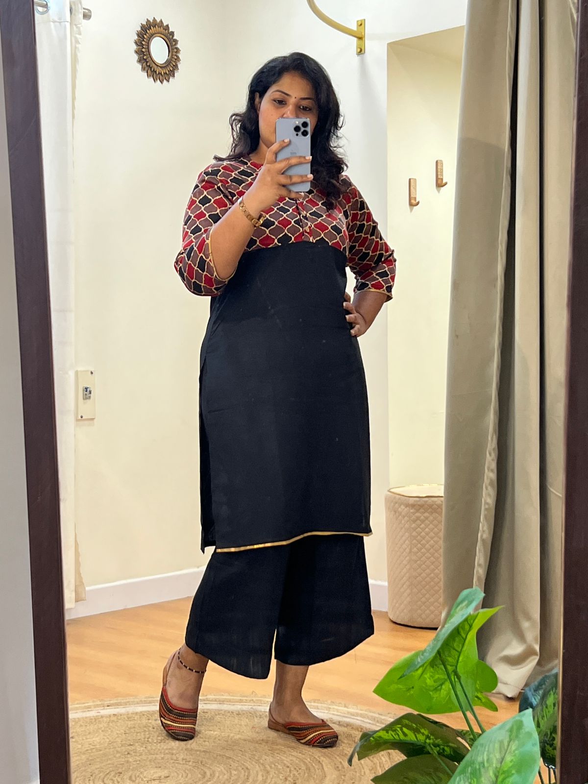 Modal Silk Kurta Set Brown