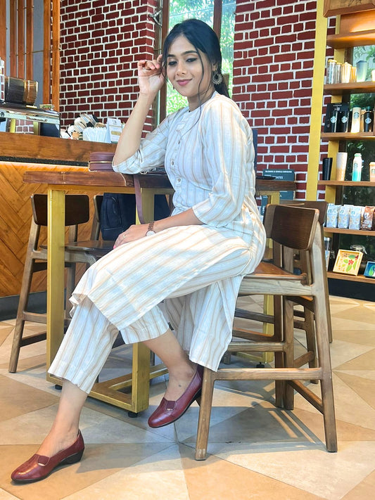 Office CoOrd Set Ivory Stripe