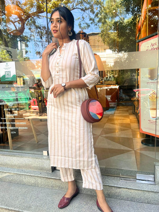 Office CoOrd Set Ivory Stripe