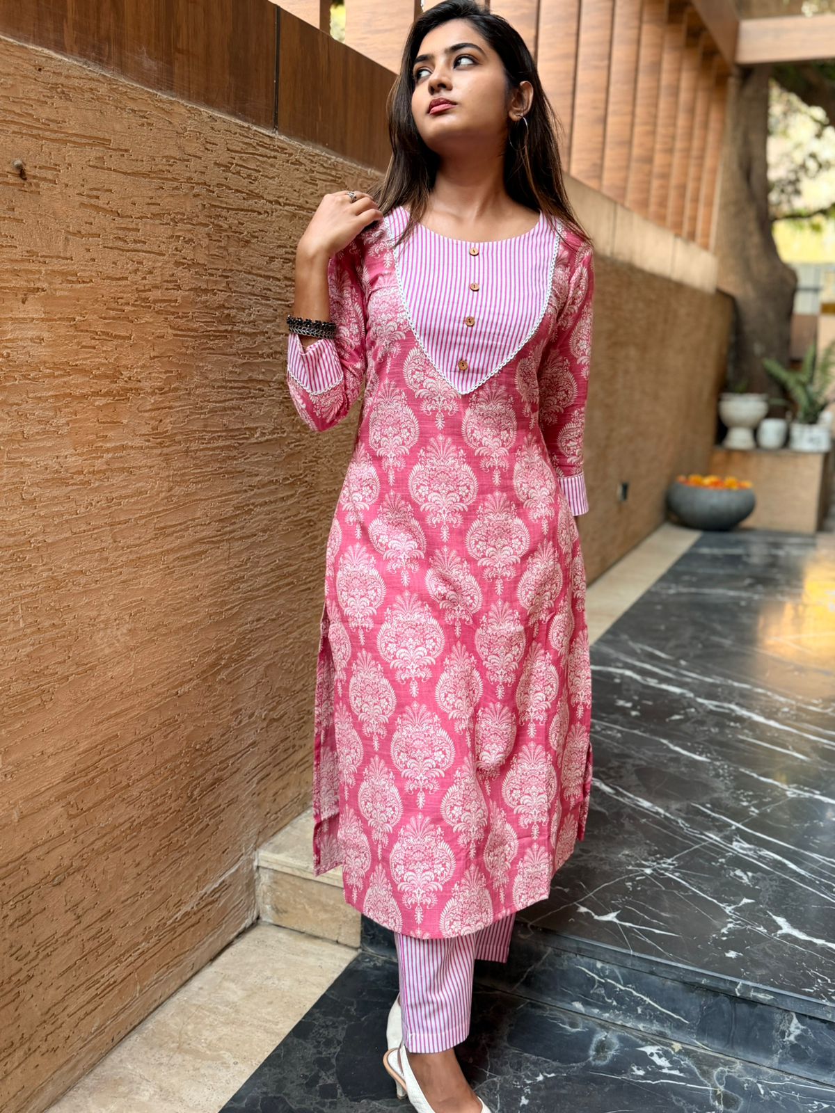 Office Kurti Set - Pink