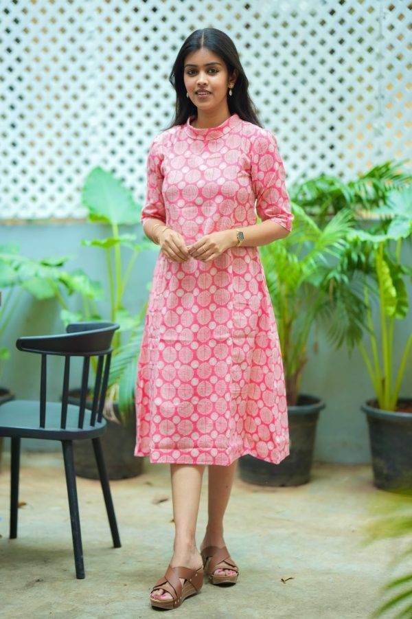 Peach Cowl Neck Dress