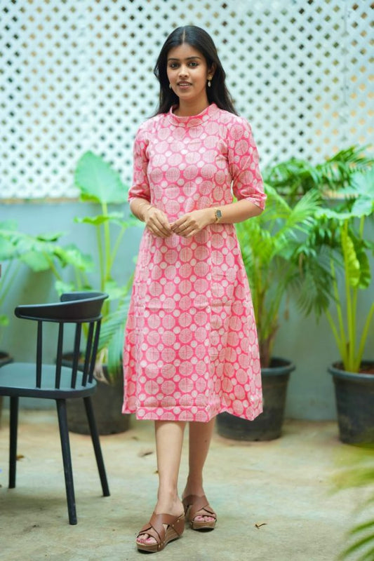 Peach Cowl Neck Dress