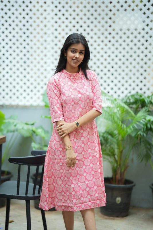 Peach Cowl Neck Dress