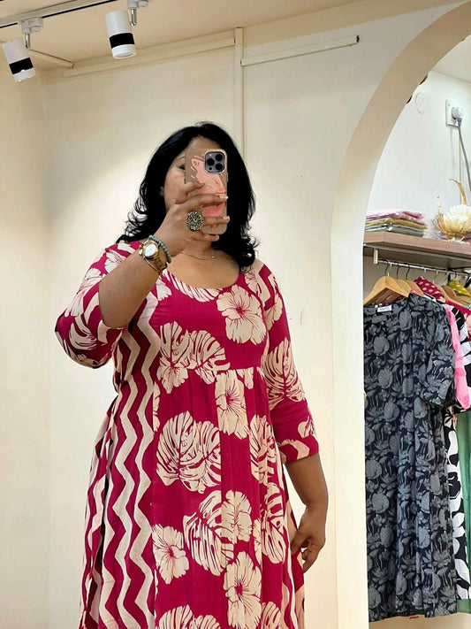 Pink Cotton Midi Dress