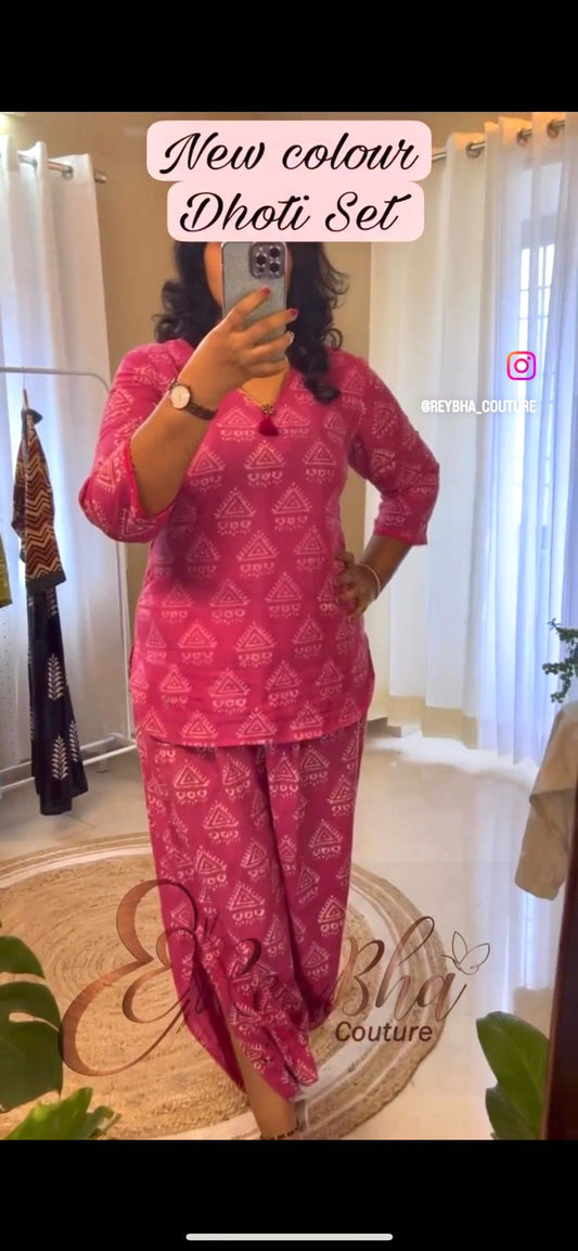 Pink Dhoti Set
