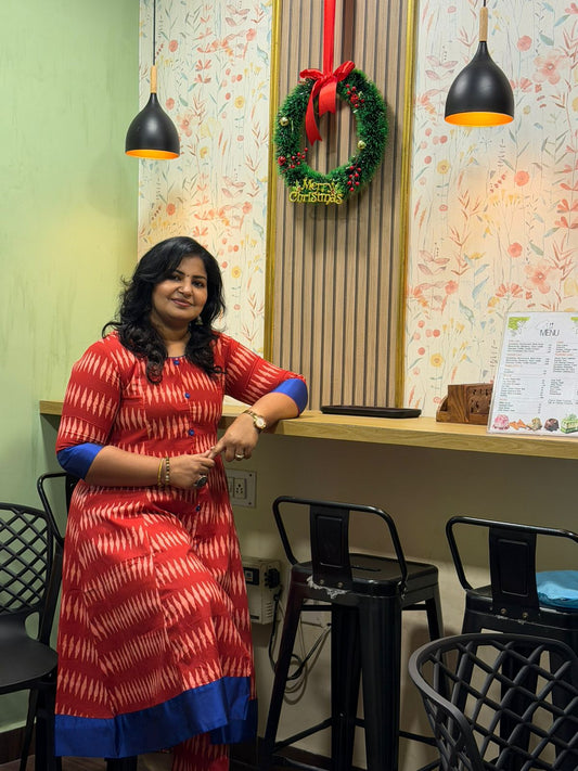 Red flare anarkali set