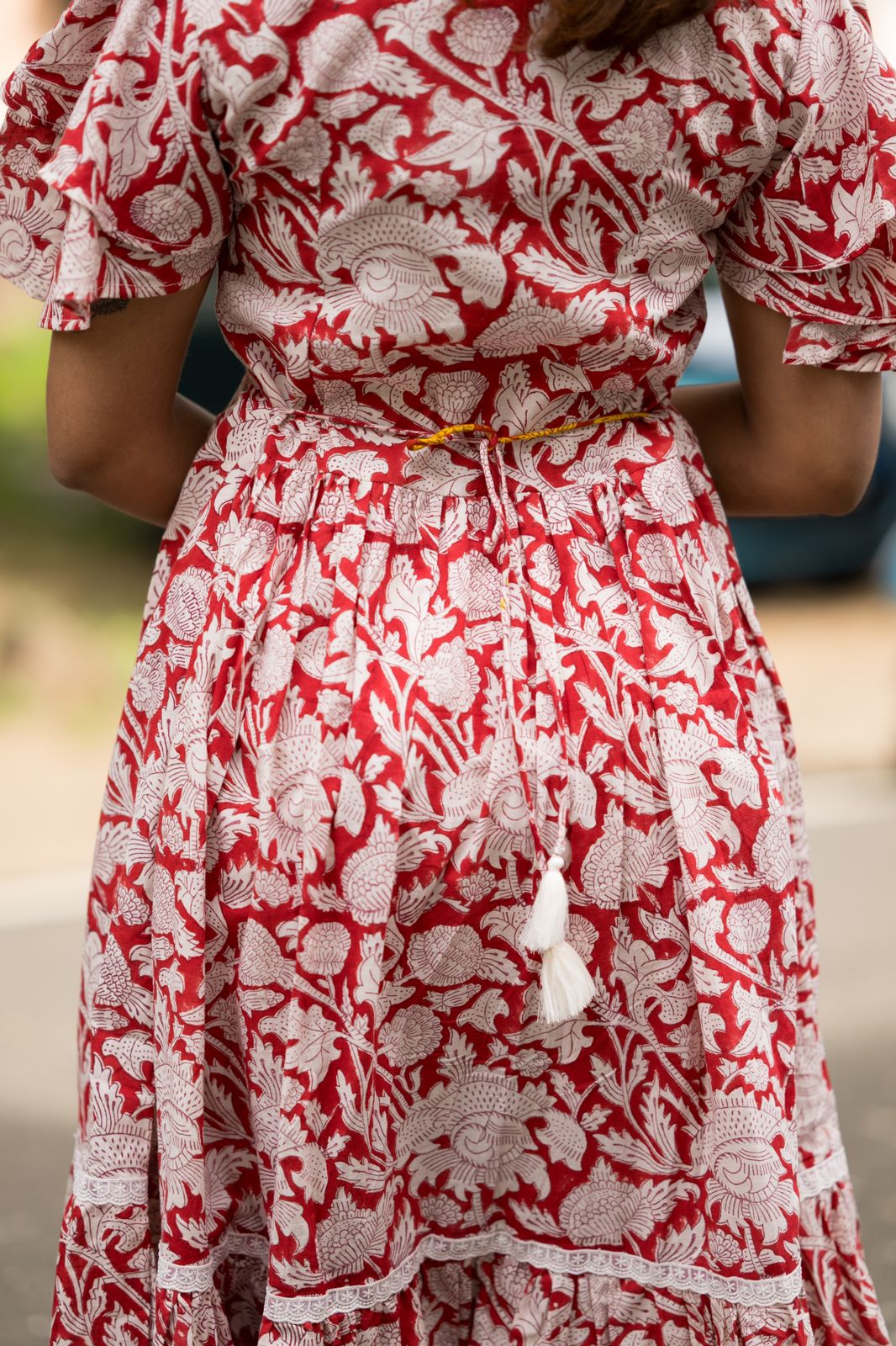 Ruffle Sleeve Maxi Dress Red
