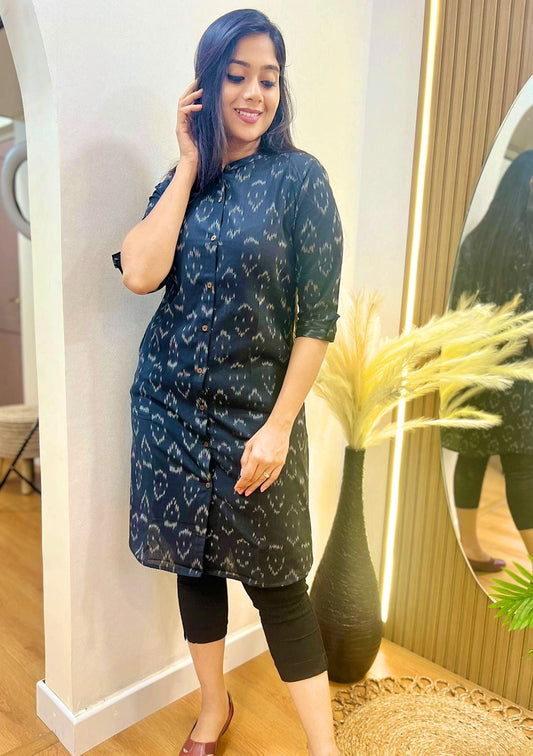 Shirt Kurti Black IKKAT