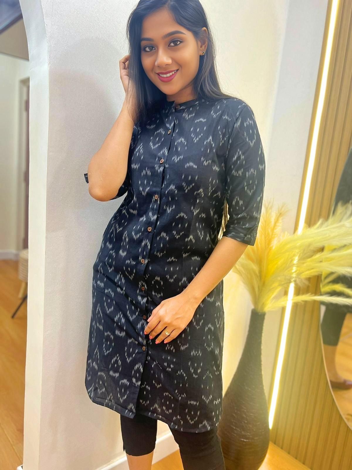 Shirt Kurti Black IKKAT