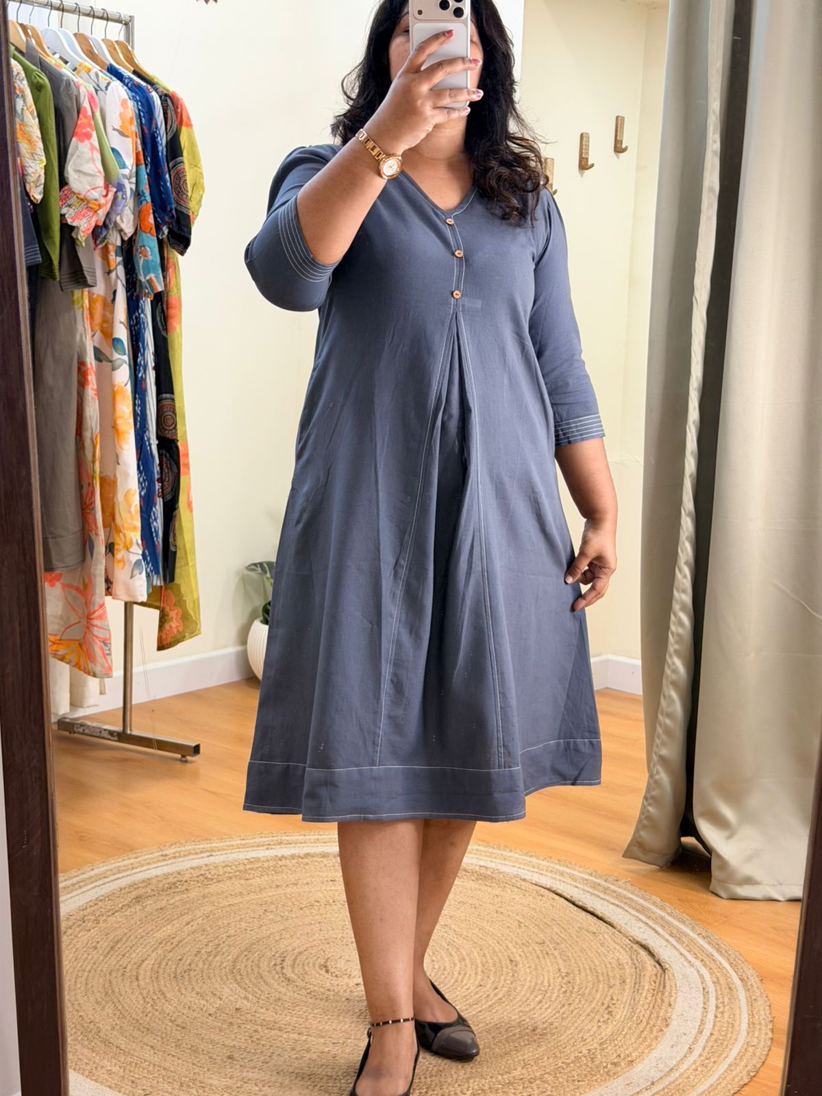 Solid Grey Indo-Western Dress