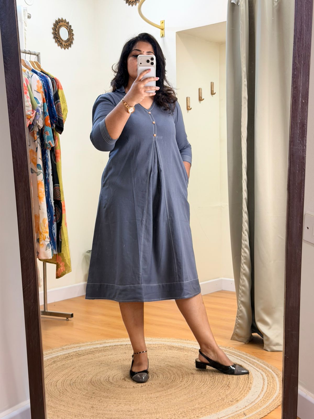 Solid Grey Indo-Western Dress
