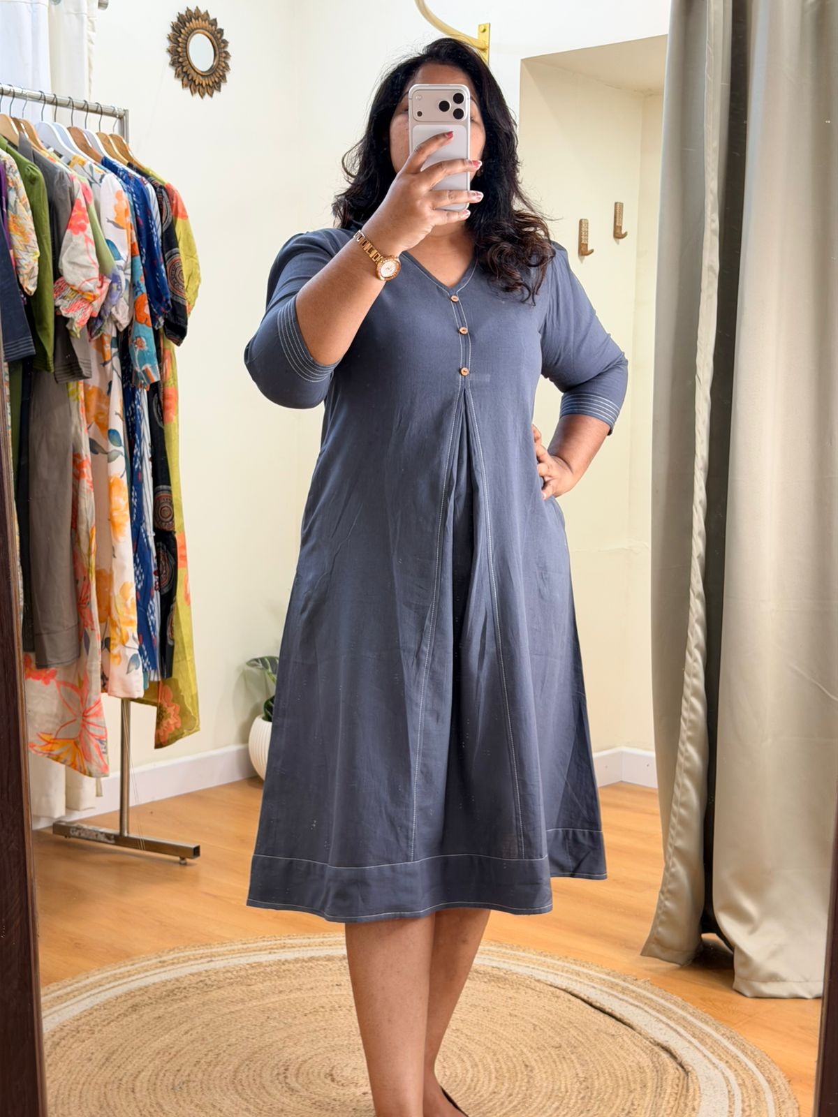 Solid Grey Indo-Western Dress