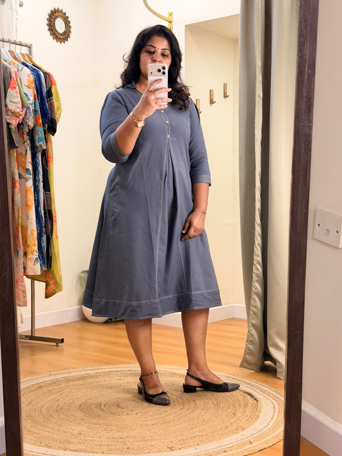 Solid Grey Indo-Western Dress