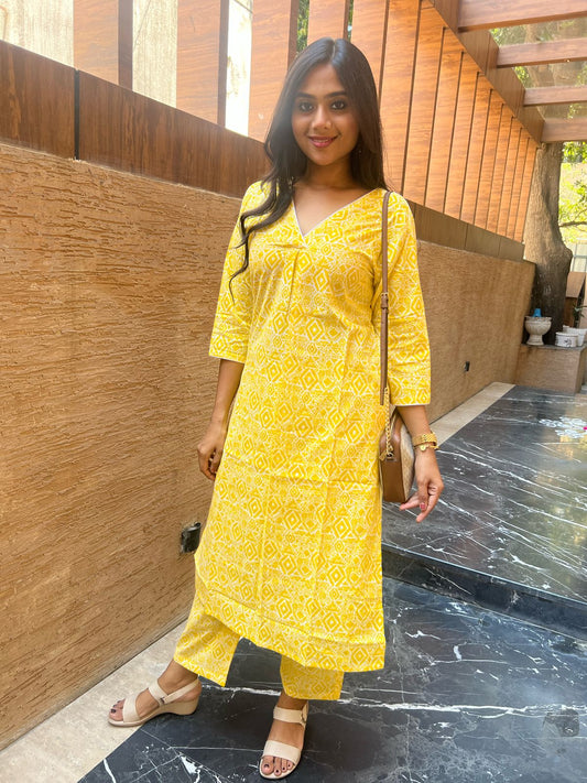 VNeck CoOrd Set Yellow