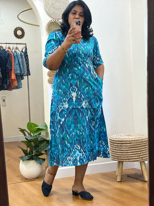 Long Dress Elastic Blue