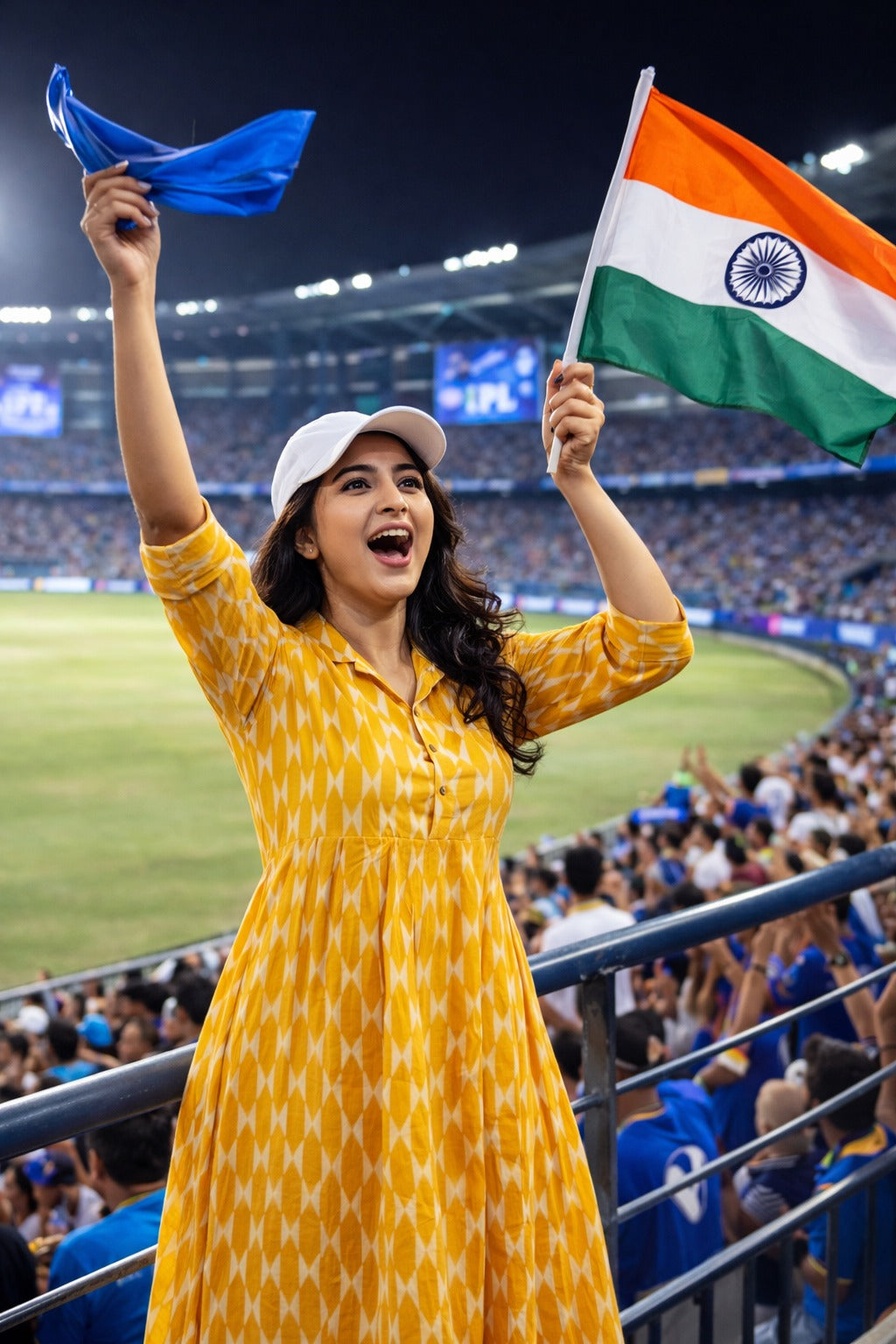 Yellow Cotton Collar Midi Dress