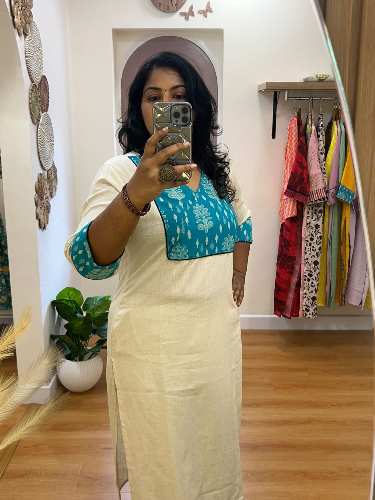 Yoke Design Turquoise Blue kurti