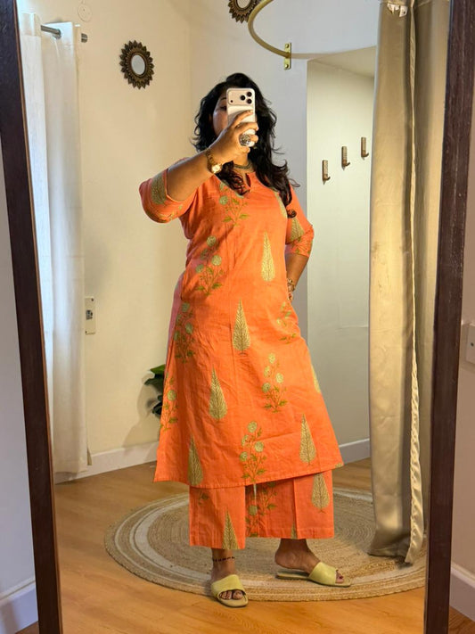 A-Line Co-Ord Set Orange