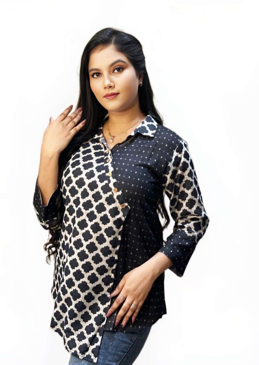 Black Muslin Tunic Top
