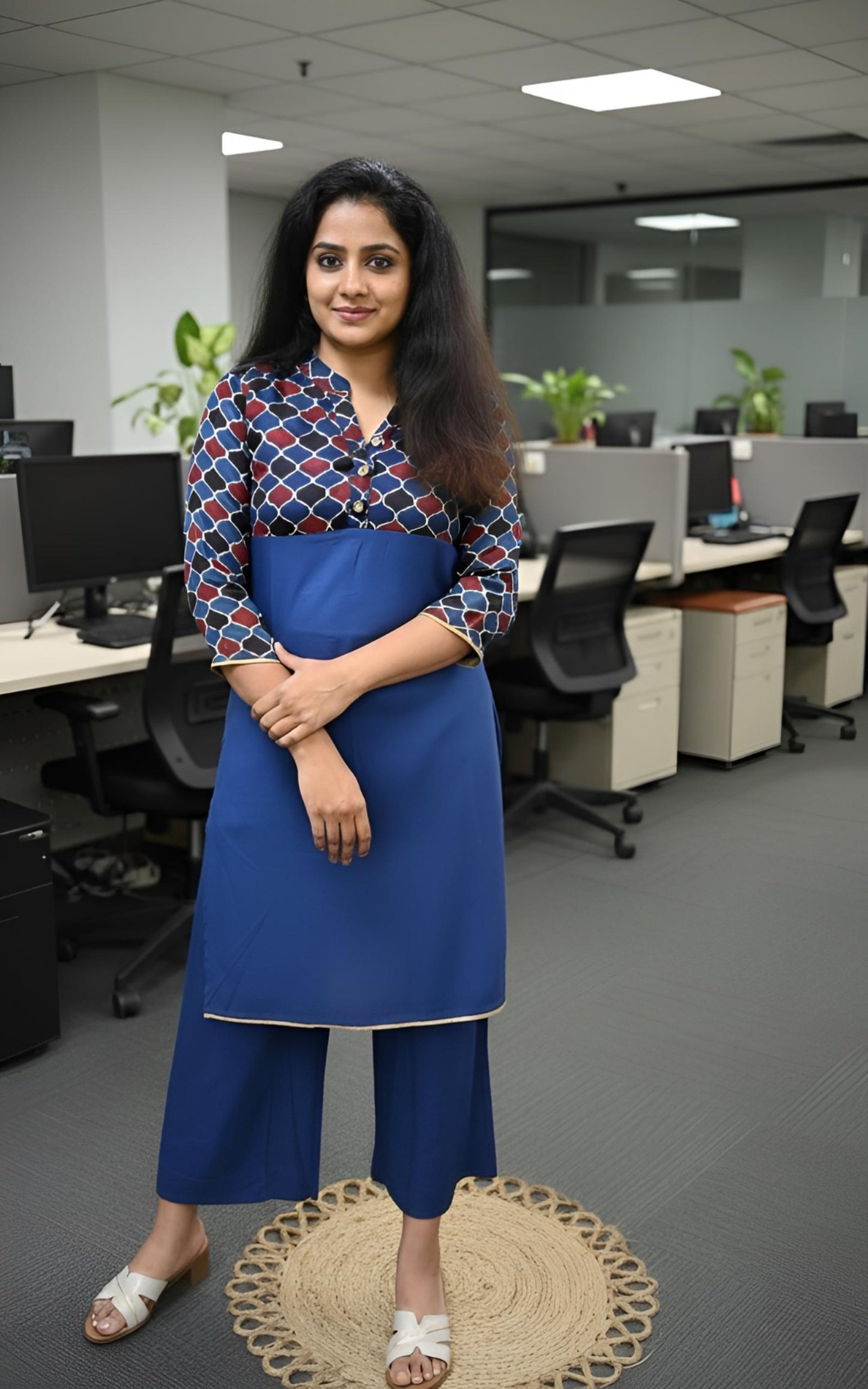 Modal Silk Kurta Set Blue