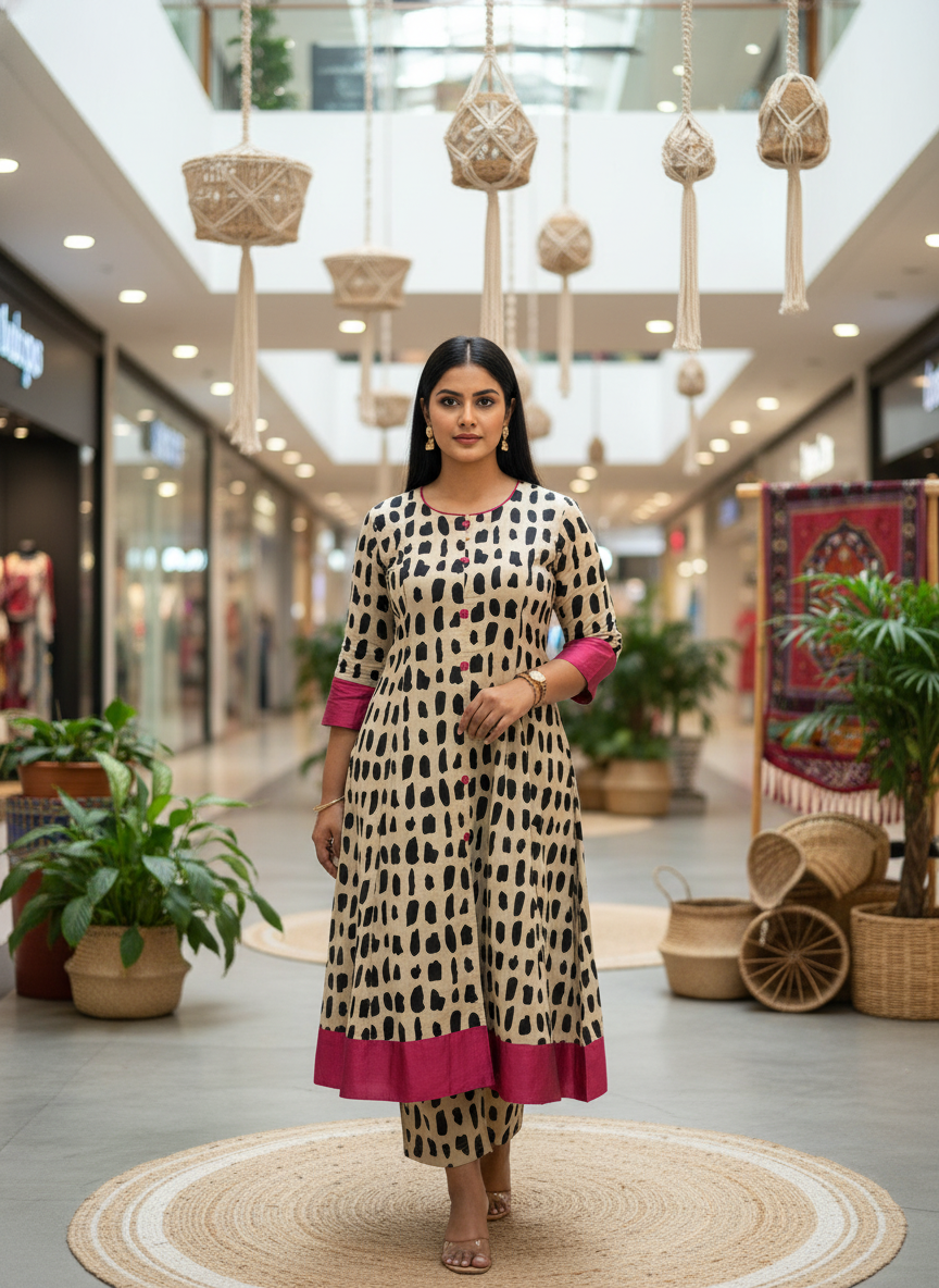 Chickoo flare anarkali set