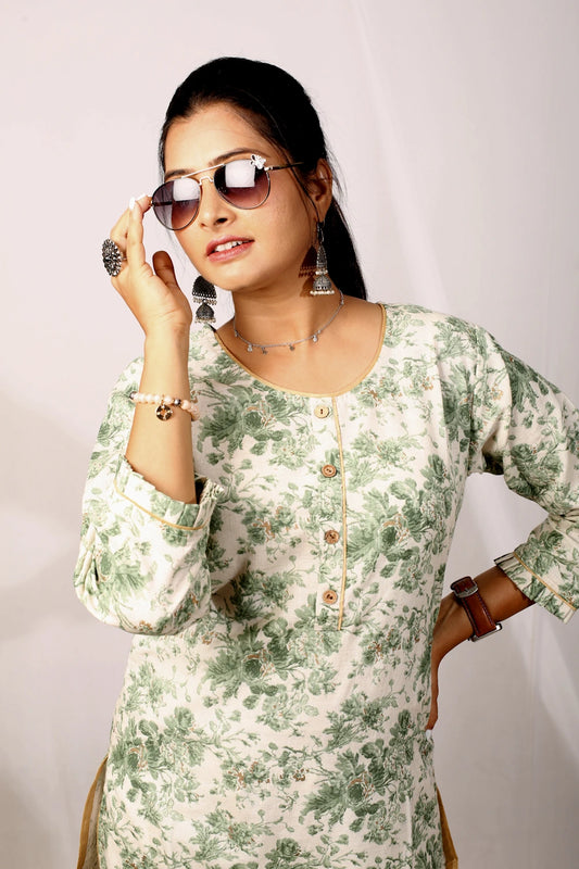 Green Floral Kurti