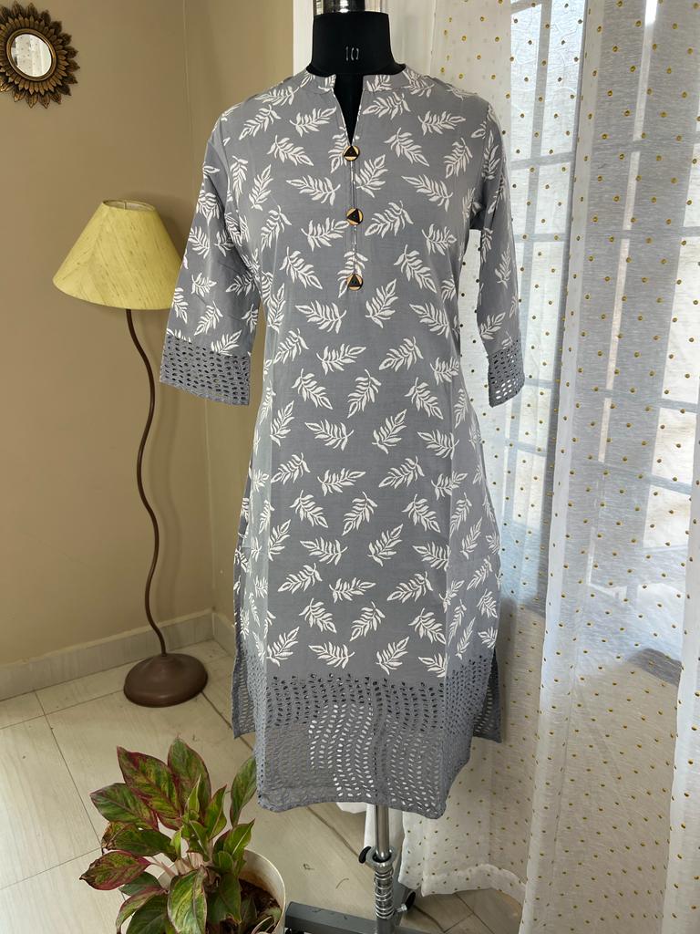 Grey Cutwork Kurti